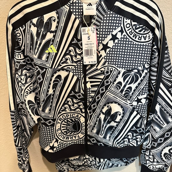 FARM Rio Addidas Cream and Black Full Zip Track Top . NWT - Picture 1 of 4